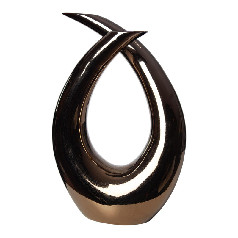 Portuguese Handcrafted Ceramic Bronze Loop Sculpture