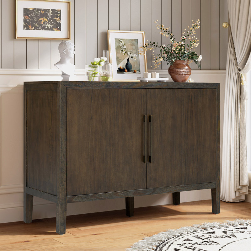 Traditional Accent Chest, 2 - Door Accent Cabinet with Simple Assembly, Gray