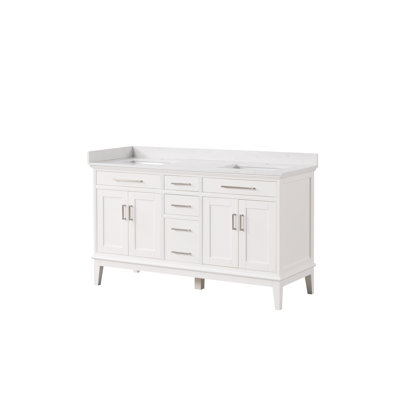 60" Double Sink Bathroom Vanity-White