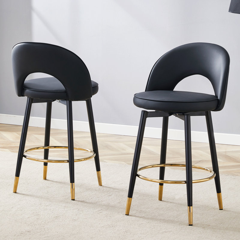 ° Ensemble de 2 chaises de bar rembourrées en polyuréthane rotatif °
