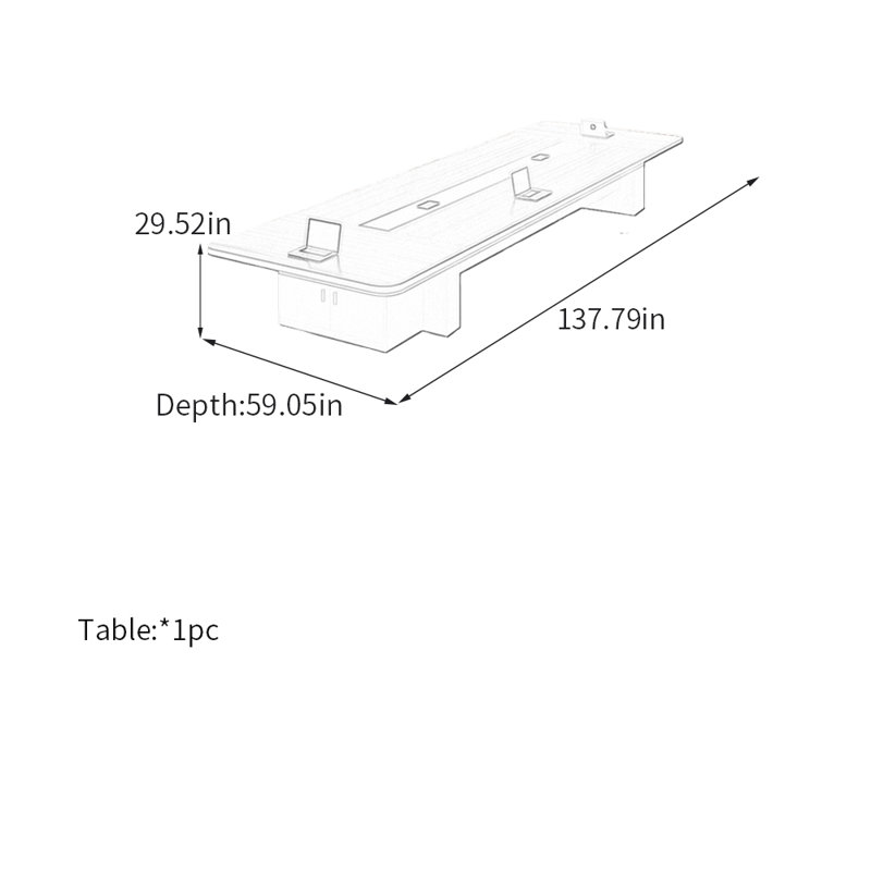 Table de conférence moderne et minimaliste avec rangement, H 29,52 po x L 137,79 po x l 59,05 po