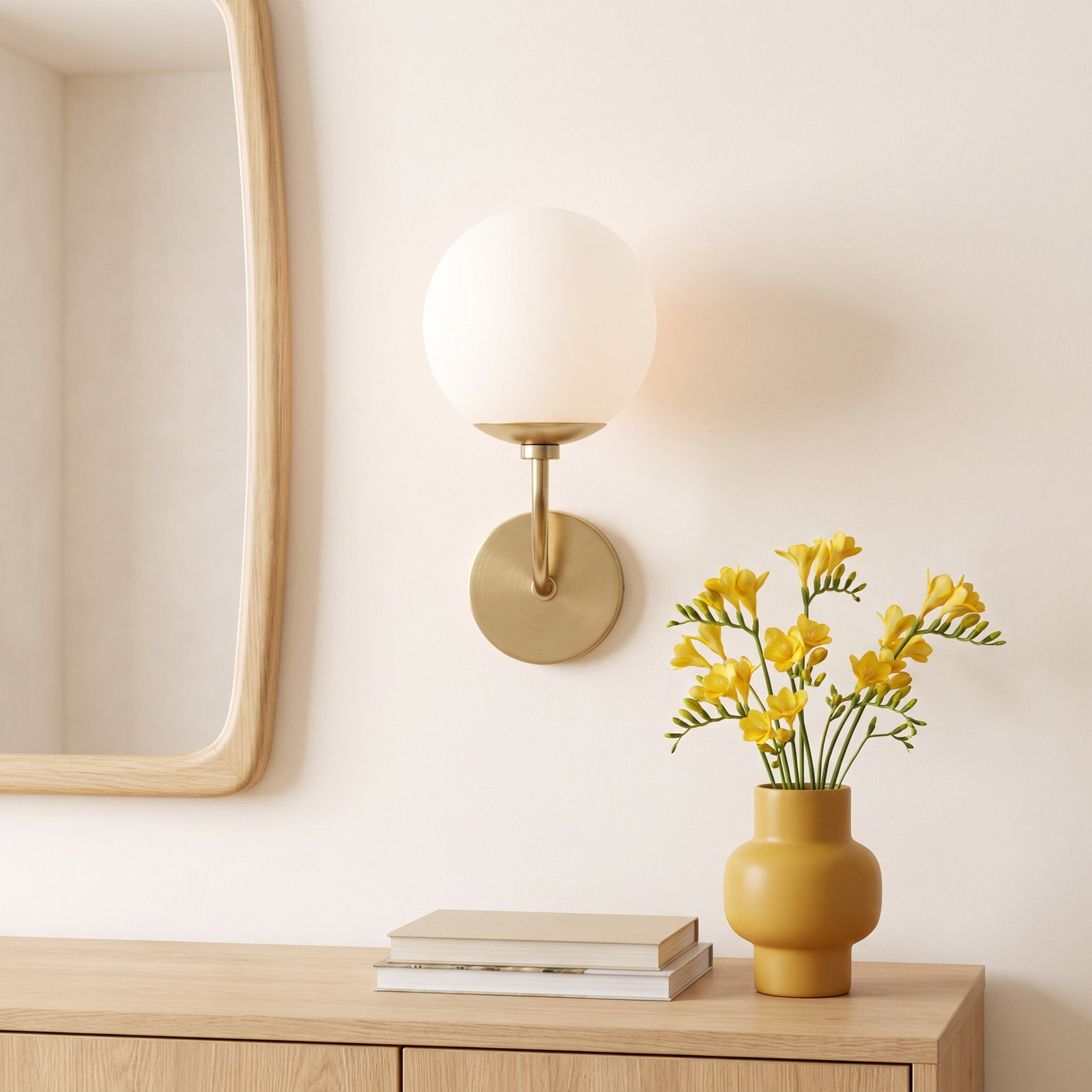 Sajah Single Light Armed Sconce, Aged Brass