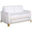 Ensemble de salon 3 pièces en velours blanc glamour avec pieds dorés et éclairage à DEL - canapé, causeuse et fauteuil