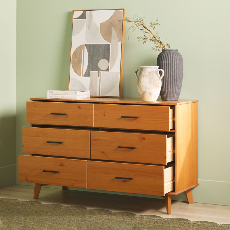 52 " W 6 - Drawer Dresser, Caramel