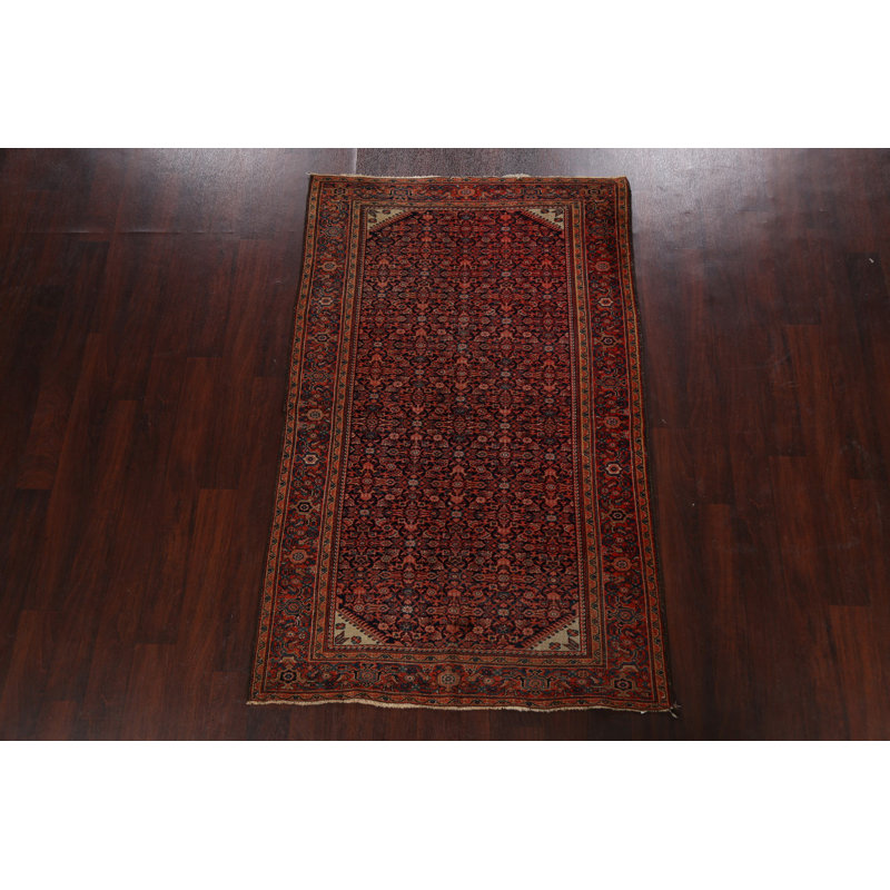 Tapis de style persan Sarouk Farahan pré-1900 à teinture végétale antique noué à la main 4 x 7