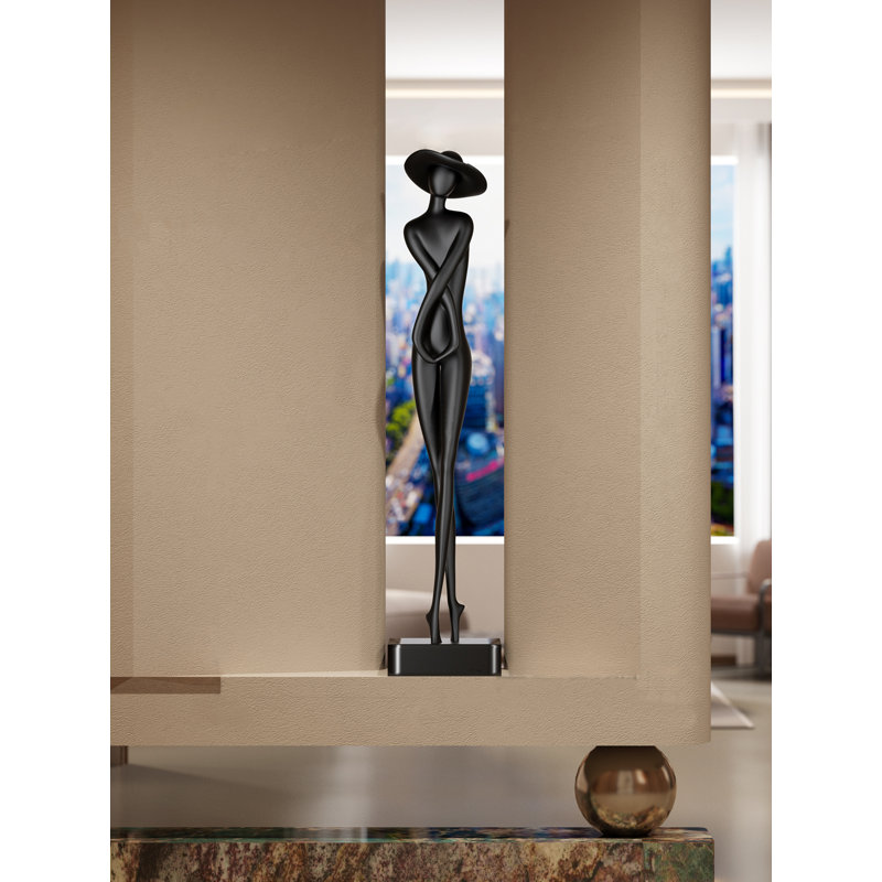 Artistic Resin Lady Sculpture, Black