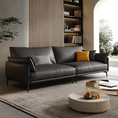 Coffee Genuine Leather Modular Sofa cushion couch
