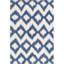 Tapis bleu / blanc en laine tissé à plat à la main Baptista-530942654