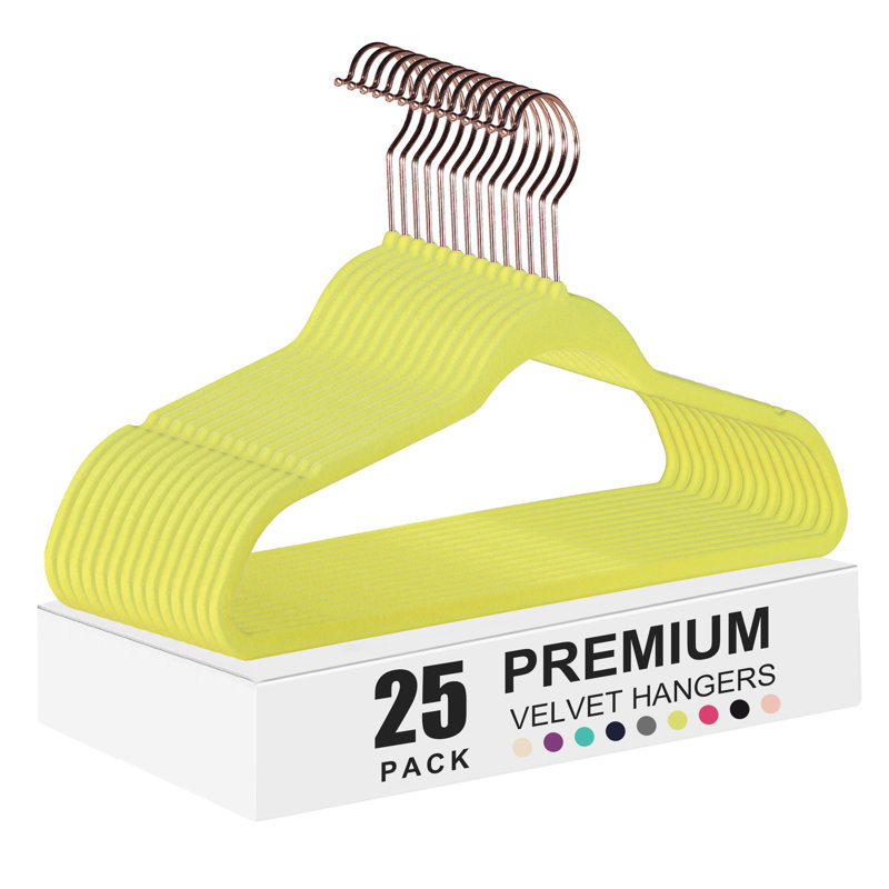 Cintre standard en plastique antidérapant pour robe / chandail / chandail, Jaune, 25