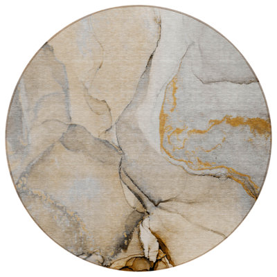 Tapis d'intérieur rond 8 po beige