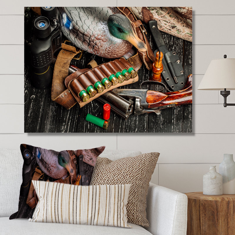 " Hunting Equipment ", Wrapped Canvas, 16" H x 32" W x 1" D