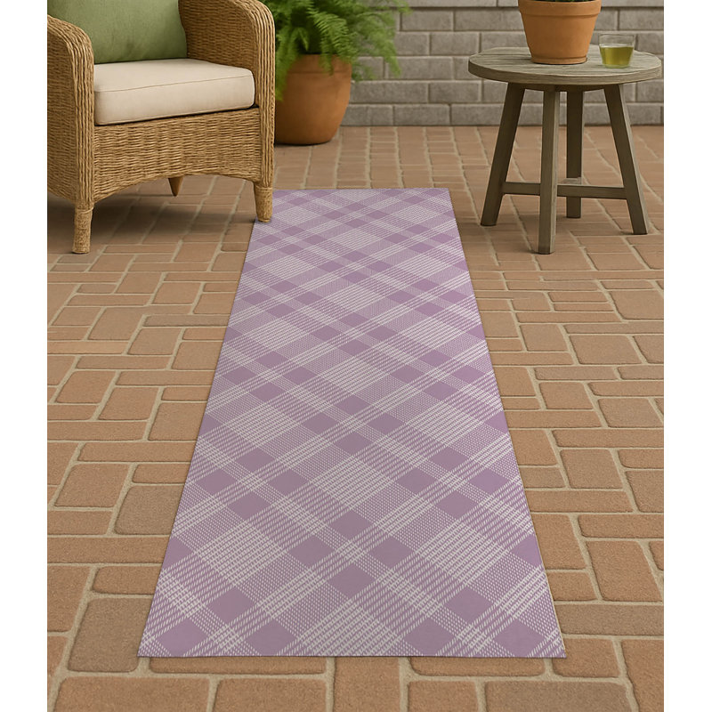 Tapis d'extérieur antidérapant Lily Tartan, Tapis de couloir 2 pi 6 po x 8 pi