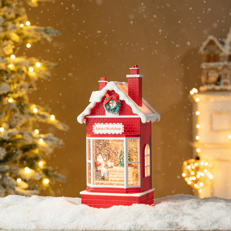 10.5"H Lighted Christmas Santa's Workshop Waterglobe