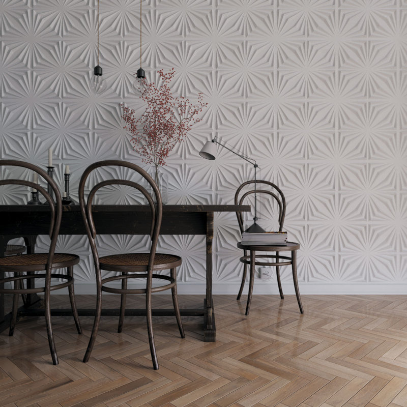 White Textured 3D PVC Decorative Wall Panels Set