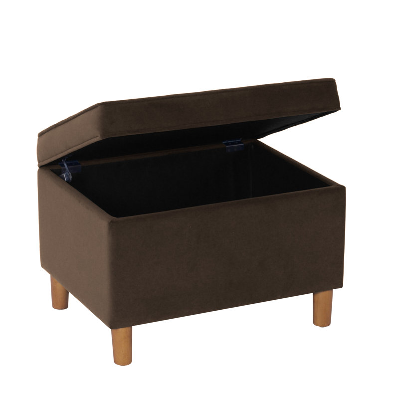 Repose-pieds avec rangement de 24 po Kelemen, Velours brun chocolat