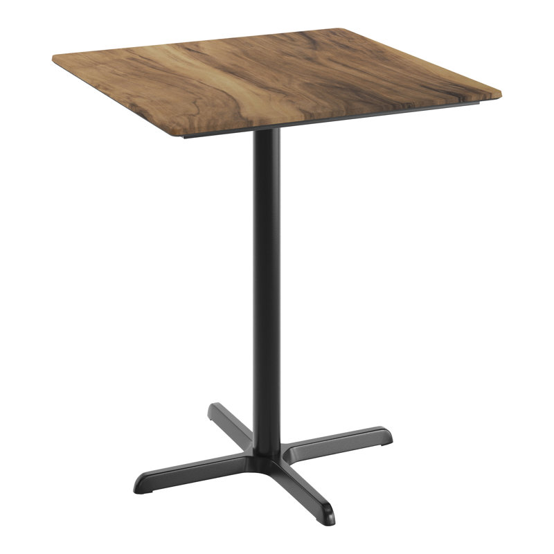 36" Square Commercial Seamless Surface Tabletop with Bar Height Crisscross Base, Natural