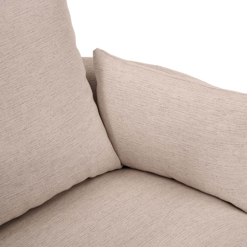 Upholstered Swivel Barrel Chair, Cream Beige Linen
