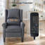Fauteuil inclinable avec accoudoirs avec poches latérales, pieds en bois et lin-2012659774