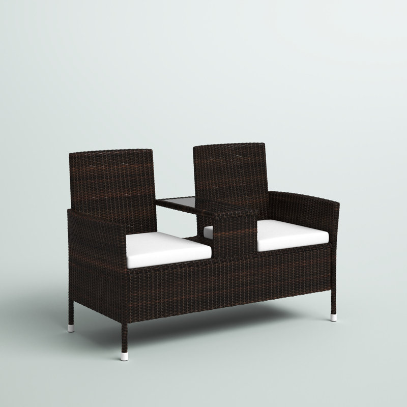 Banc tête-à-tête Bahri Rattan, Noir