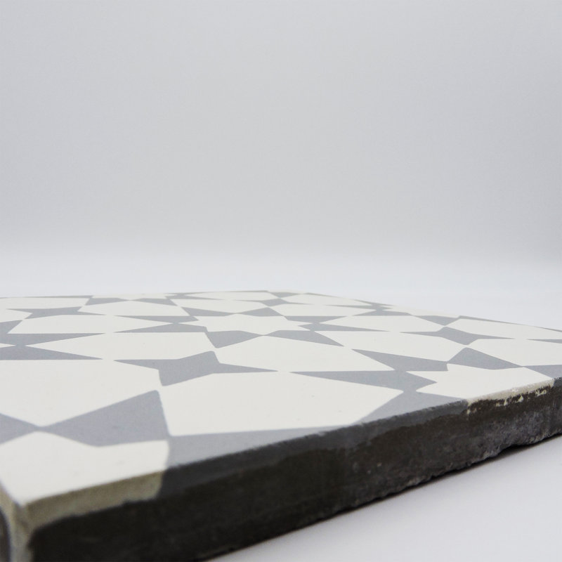Medina 8" x 8" Cement Patterned Wall & Floor Tile, White/Gray