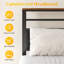 Structure de lit simple avec tête de lit et tablette de rangement, lit en métal, lits rembourrés en bois avec station de charge, cadres robustes pour les meubles de chambre à coucher, aucun sommier nécessaire, noir-1992607293