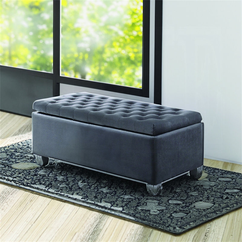 Banc en tissu gris Rebekah avec rangement