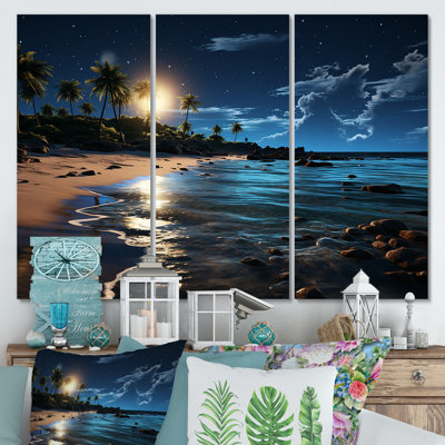 Mystic Tropical Beach Moonlight III - Art mural plage