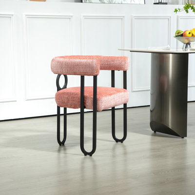 Chaise de chambre en chenille rose - Coussin confortable, style élégant, rembourrage doux d'adieu