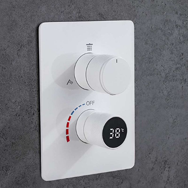 Rimini 3-Function LED White Smart Digital Shower Mixer – Thermostatic Control with Modern Design