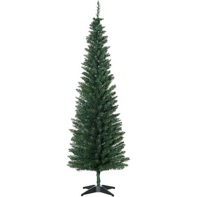 Sapin de Noël artificiel en forme de crayon de 1,80 m avec 390 extrémités de branches réalistes et support en plastique