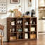Cube Storage Bookcases, Walnut MDF, Farmhouse Style for Home Office