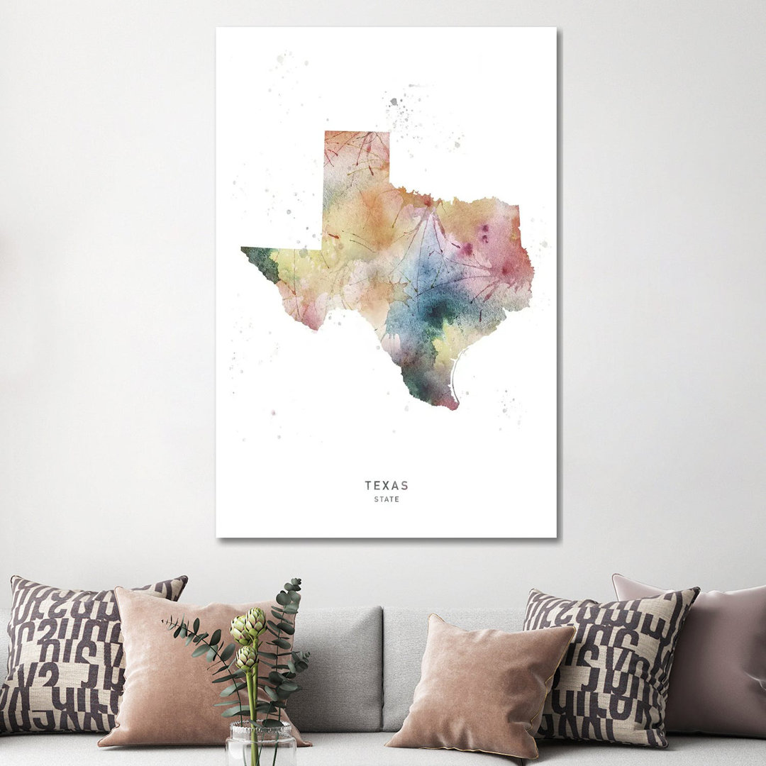 Texas State Watercolor by WallDecorAddict - Wrapped Canvas Gallery-Wrapped Canvas Giclée