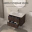Meuble-lavabo mural 30 po avec lavabo flottant à deux tiroirs en noyer foncé avec lavabo intégré en céramique 30 po