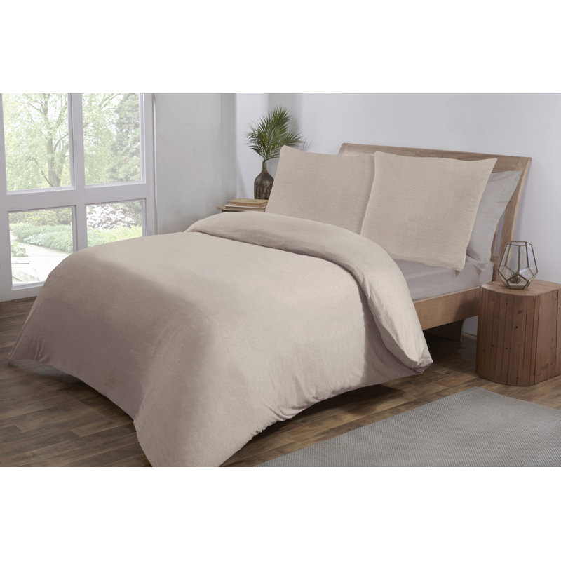 Atvars Striped Duvet Cover Set with Pillowcases, Double - 2 Pillowcases (80 x 80 cm), Beige