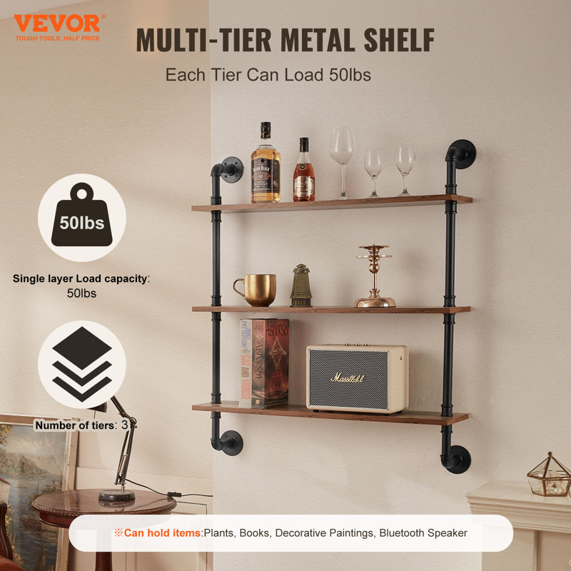 3 Piece Square Wood Floating Shelf