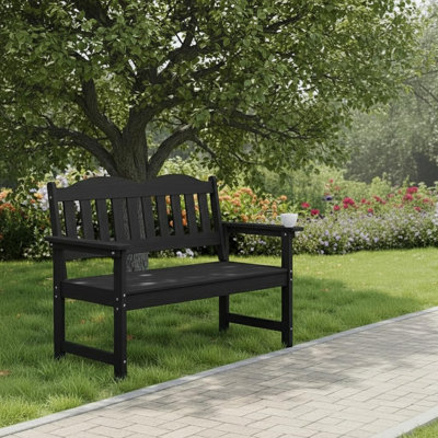 Banc de jardin, banc de patio en bois de mélèze pour 2 personnes, causeuse à lattes pour patio, jardin, porche ou parc