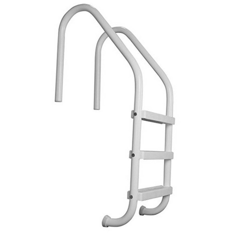 Saftron 3 Rung Step Ladder Inground Pool Handrail w/Polymer Finish, White