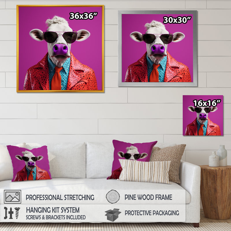 Mauve avec lunettes de soleil mauve, H 36 po x l 36 po x P 1,5 po, Cadre simple blanc