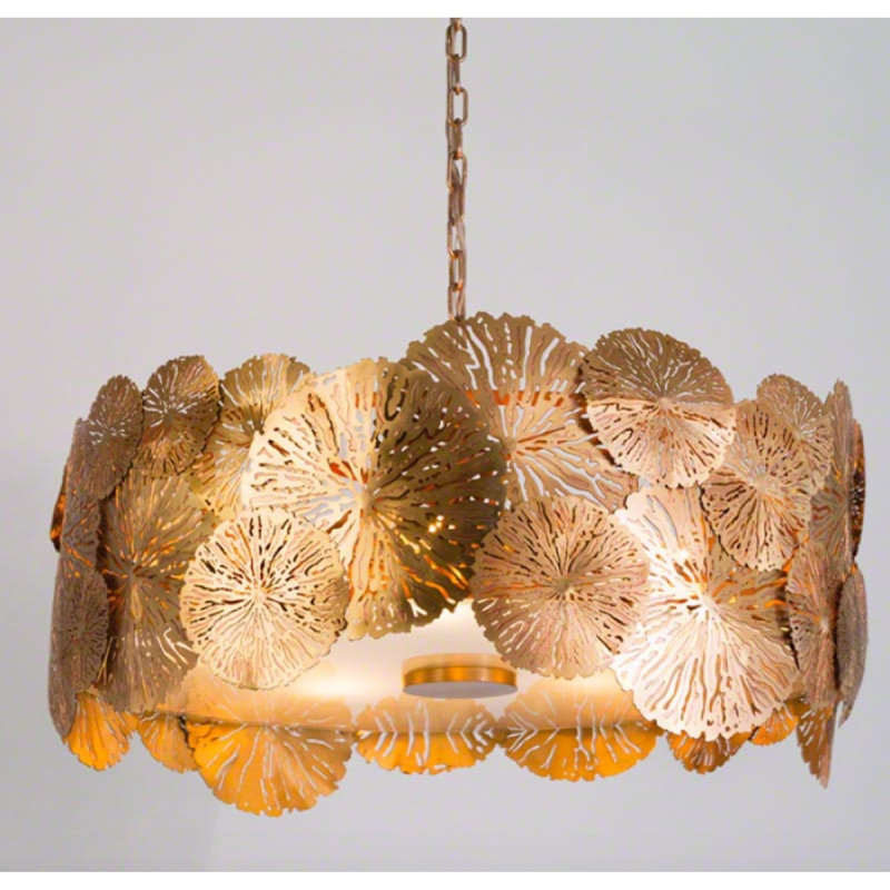 Lustre suspendu en laiton à 8 lumières à intensité variable, Nickel antique, Vert, 30" Dia. x 16" Height