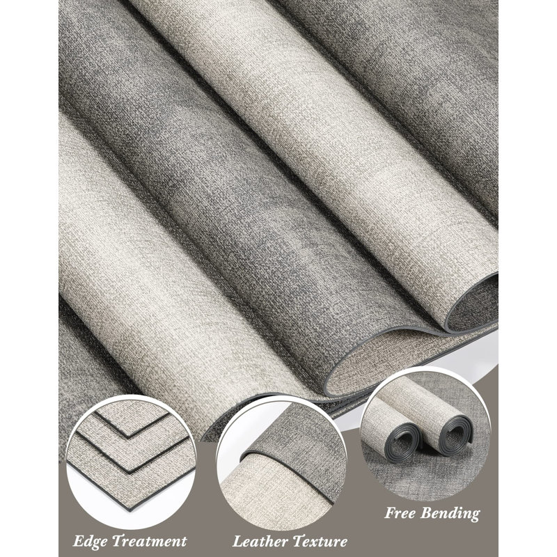 Leather/Faux Leather Rectangle Placemat, Light Gray/Smoky Gray