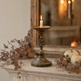 Distressed Antique Bronze Spiral Metal Candle Holder
