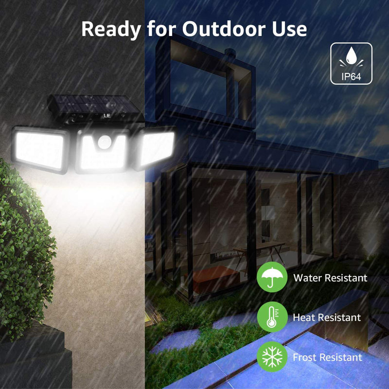 1-Pack Solar Powered Outdoor Security Light with Motion Sensor 6000K