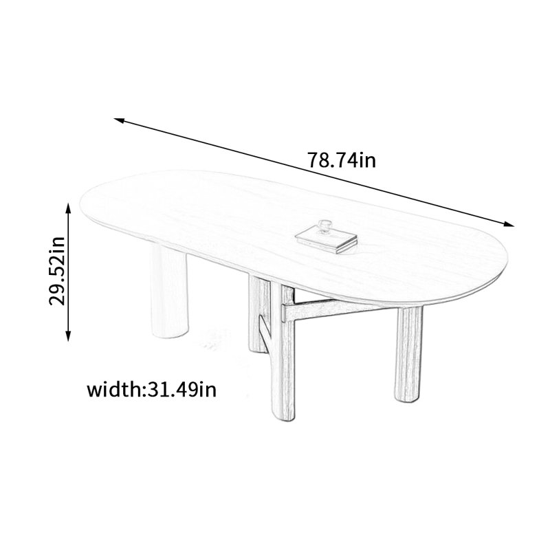 Table ovale crème de style roche crème, H 29,52 po x L 78,74 po x l 31,49 po