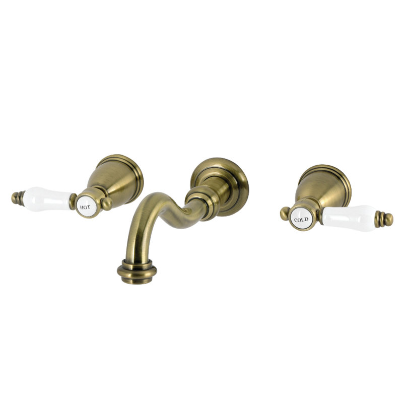 Kingston Brass Bel-Air Two-Handle 3-Hole Wall Mount Tub Faucet, Antique Brass