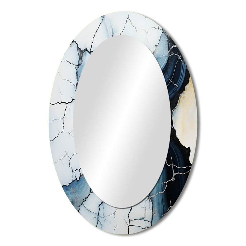 Décoration murale bleue en pierre Geode Minimalisme II - Noir, H 36 po x l 24 po