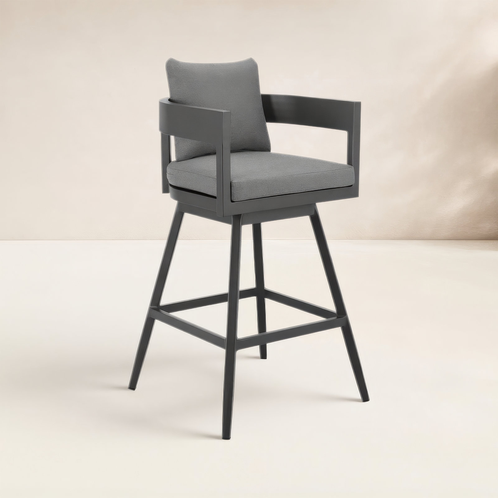 Chalsie Metal Outdoor Stool with Cushion, 26"