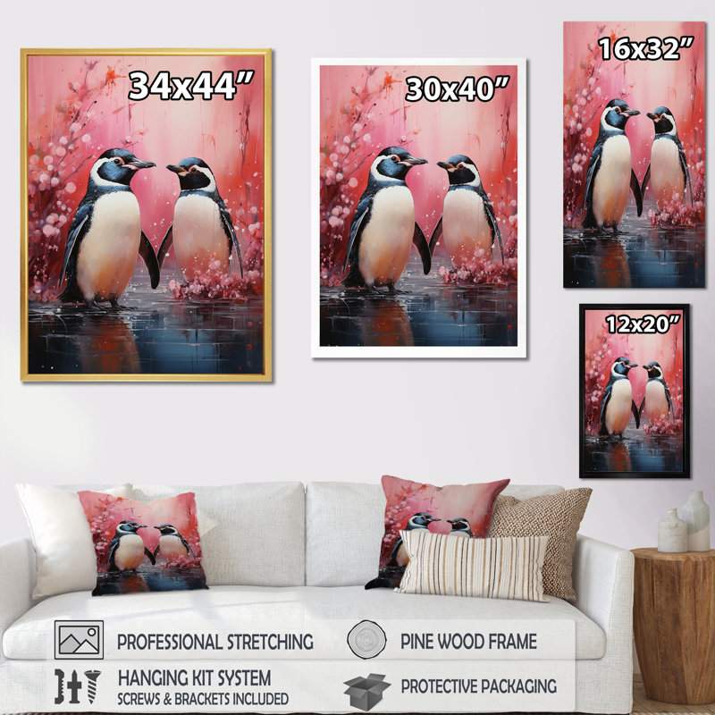 «Penguins Antarctique Elegance I», reproduction sur toile, Toile tendue, H 44 po x l 34 po