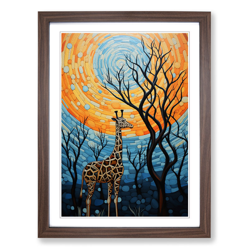 Giraffe Modern - Framed Print, Walnut, 64cm H x 46cm W x 2cm D