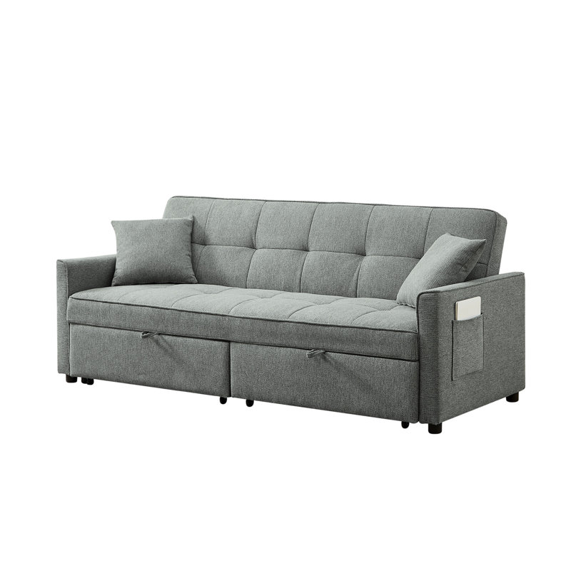 3 In 1 Convertible Sleeper Sofa Bed, Dark Gray