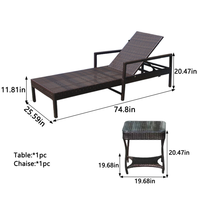 Kahmari Outdoor Chaise Lounge Set with Table